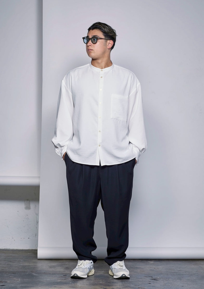 トップス carorie STRETCH AIR BAND COLLAR SHIRT STRETCH AIR BAND COLLAR SHIRT WHITE – carorie