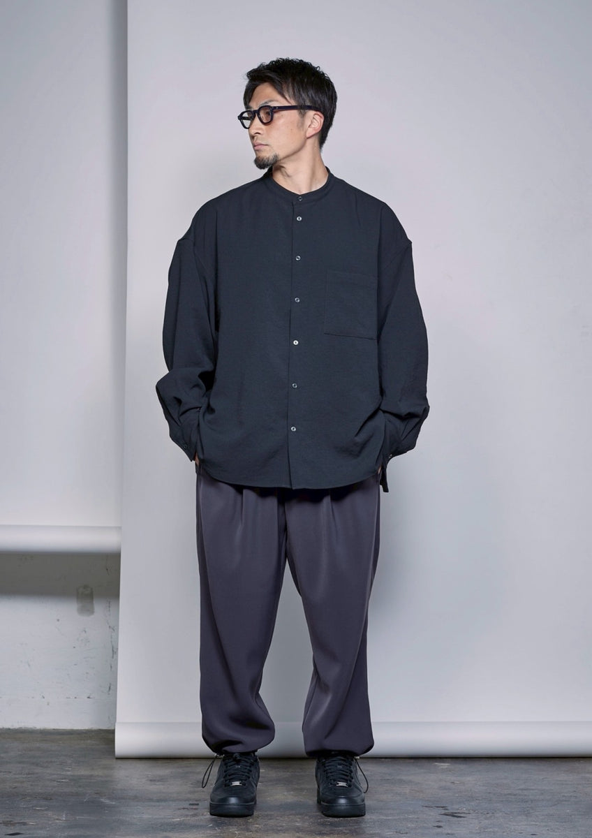 トップス carorie STRETCH AIR BAND COLLAR SHIRT STRETCH AIR BAND COLLAR SHIRT BLACK – carorie