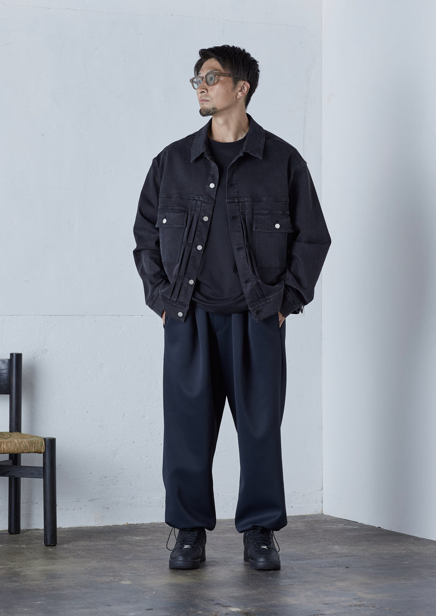 STRETCH RELAX DENIM JACKET WASHED BLACK – carorie