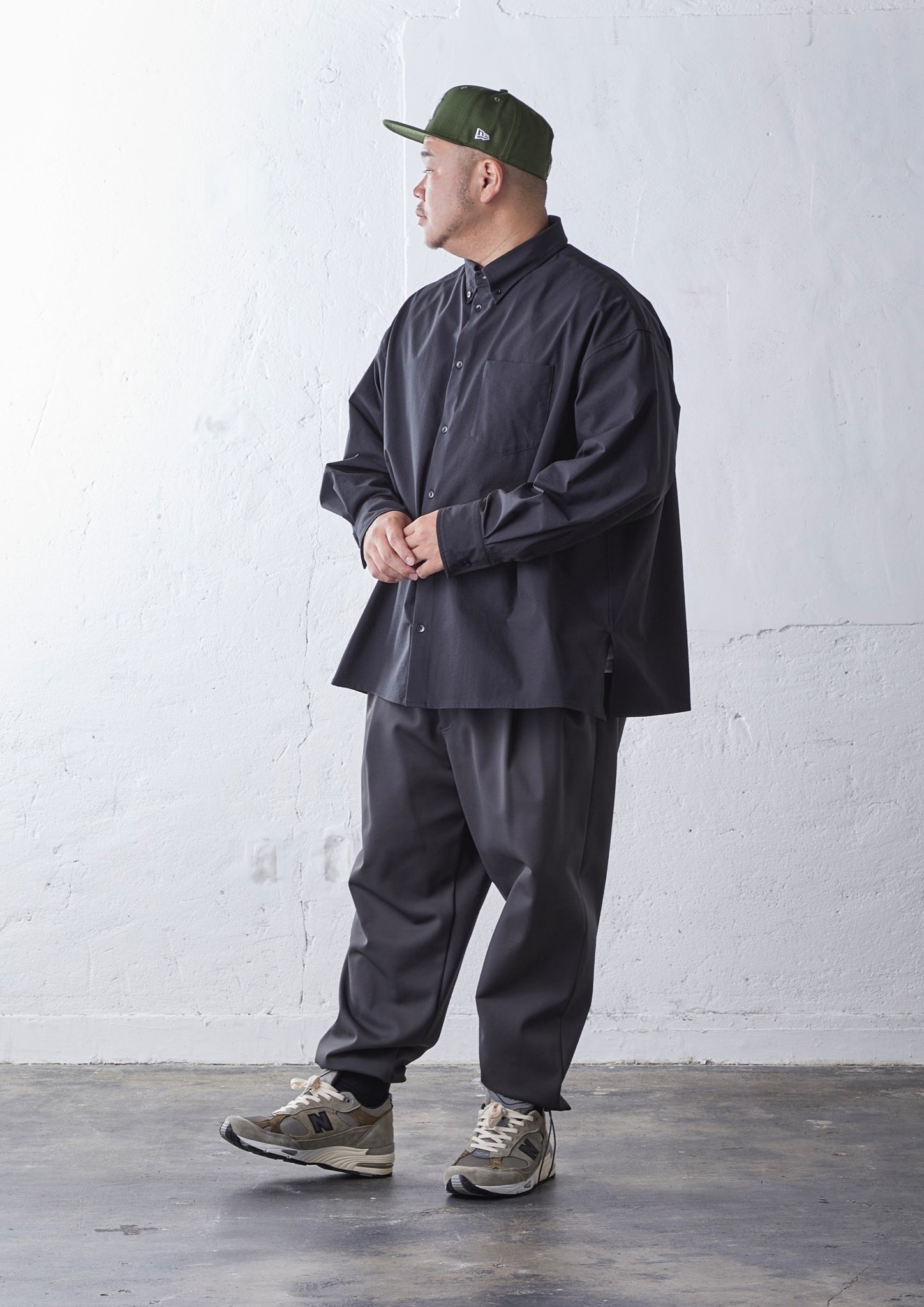 carorie clean tech twill relax shirt 黒L