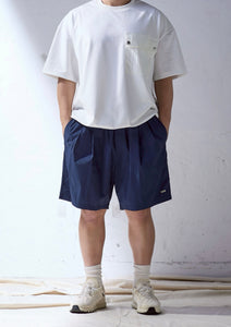 【予約商品 5/1(木)19:00-発売】SO STRETCH NYLON LOGO SHORTS NAVY