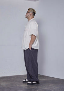 【予約商品 12/19(木)19:00-発売】LINEN LIKE OPEN COLLAR SHIRT WHITE