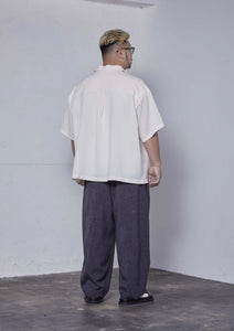 【予約商品 12/19(木)19:00-発売】LINEN LIKE OPEN COLLAR SHIRT WHITE