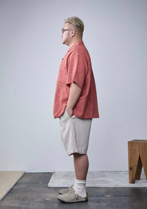 【数量限定･予約商品 4/17(木)19:00-発売】LINEN LIKE OPEN COLLAR SHIRT Ⅱ RED