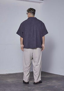 【予約商品 12/19(木)19:00-発売】LINEN LIKE OPEN COLLAR SHIRT CHARCOAL