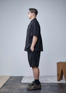 【数量限定･予約商品 4/17(木)19:00-発売】LINEN LIKE OPEN COLLAR SHIRT Ⅱ BLACK