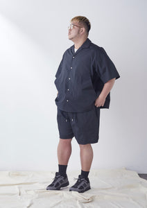 【予約商品 4/18(木)19:00-発売】SO STRETCH NYLON OPEN COLLAR SHIRT BLACK