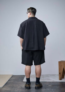 【数量限定･予約商品 4/17(木)19:00-発売】LINEN LIKE OPEN COLLAR SHIRT Ⅱ BLACK