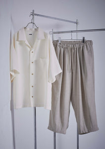 【予約商品 12/19(木)19:00-発売】LINEN LIKE OPEN COLLAR SHIRT WHITE