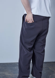 STRETCH DOUBLE CLOTH WIDE PANTS BLACK