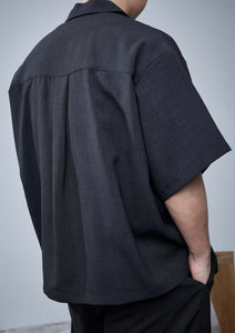 【数量限定･予約商品 4/17(木)19:00-発売】LINEN LIKE OPEN COLLAR SHIRT Ⅱ BLACK