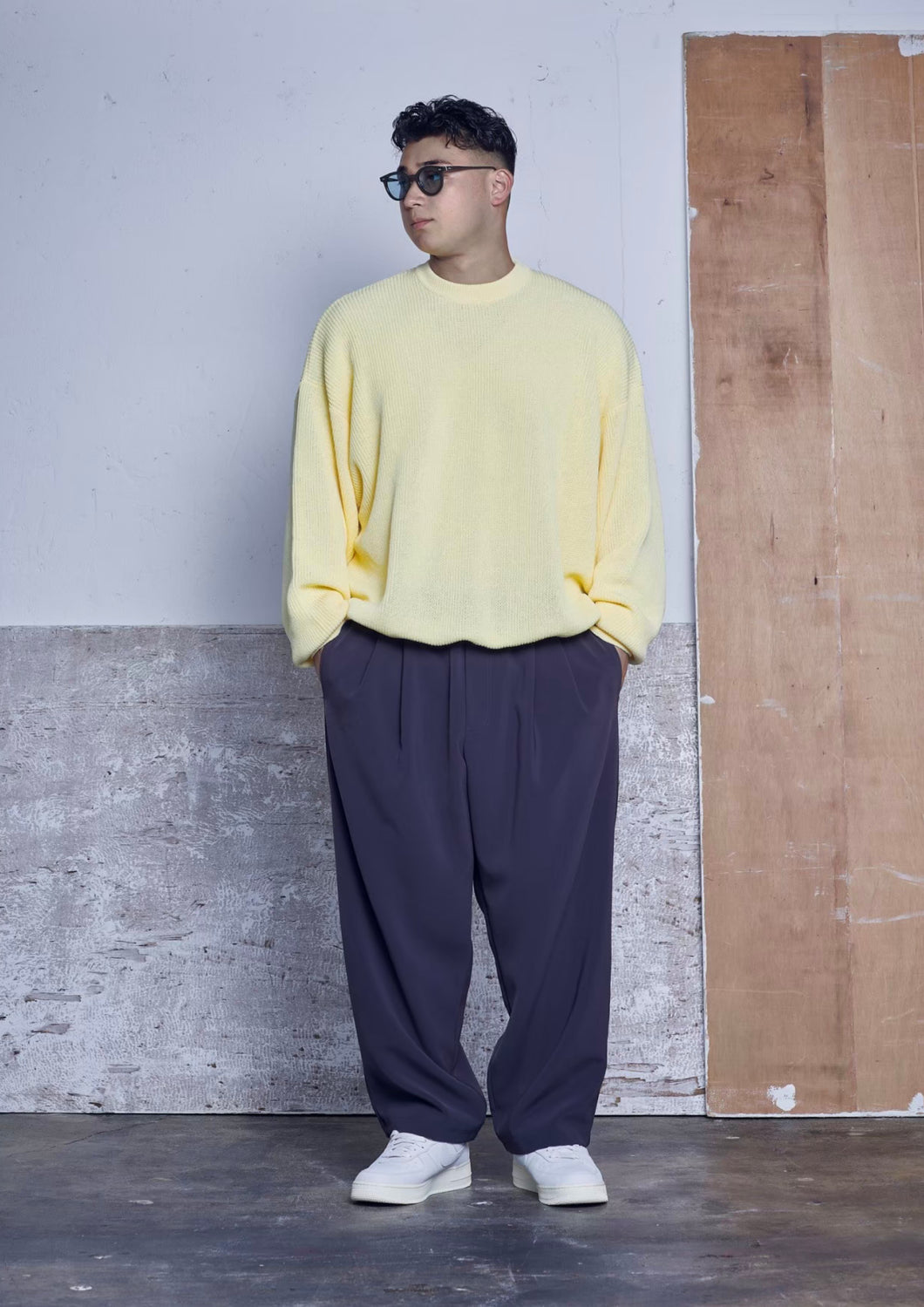 【予約商品 10/24(木)19:00-発売】CREW NECK BIG RIB KNIT YELLOW