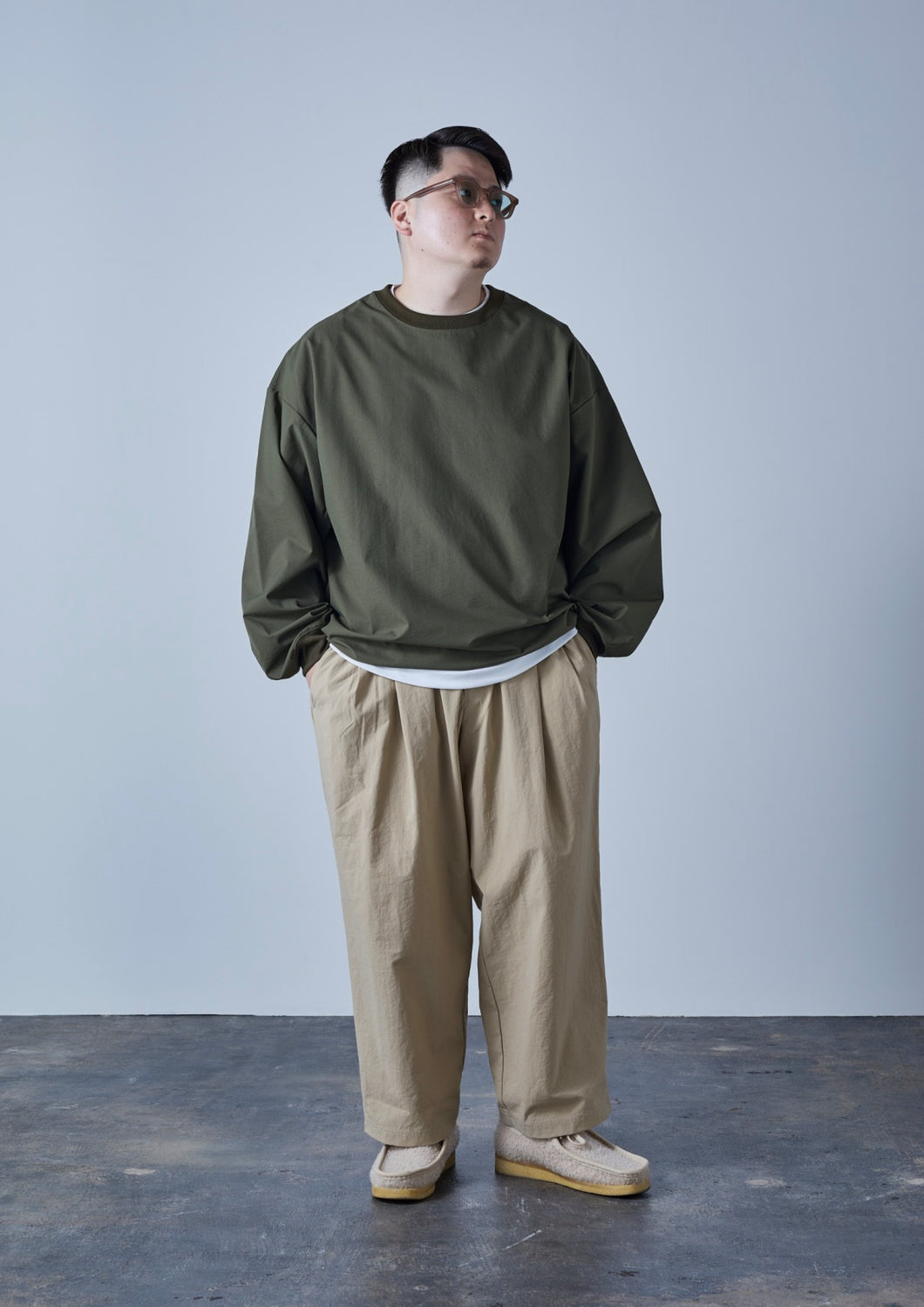 CLEAN TECH TWILL LONG T-SHIRT II KHAKI